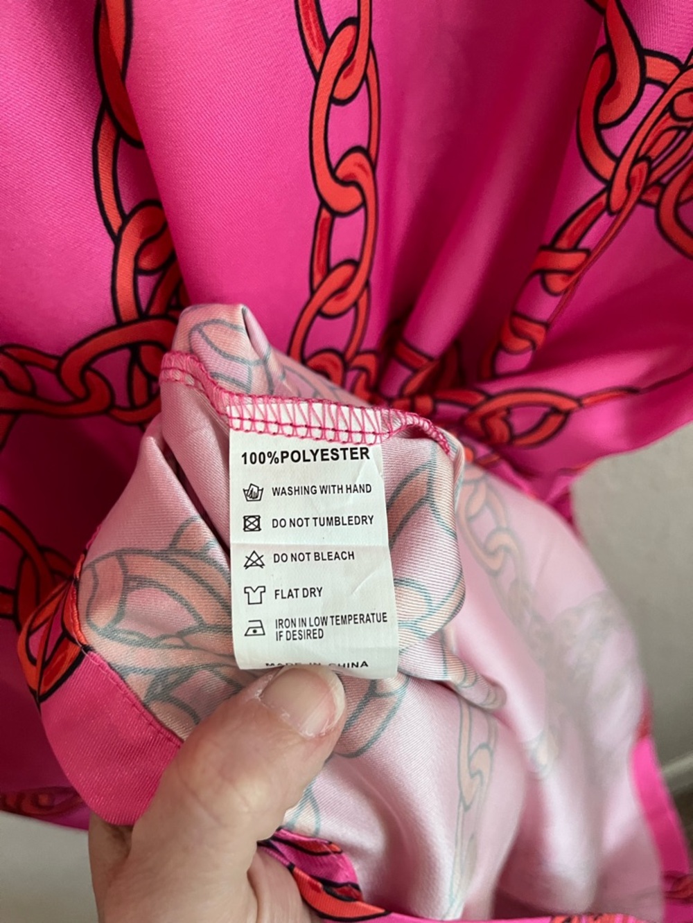 Sunday Up Pink Chain Print Midi Shirt Dress - Size Medium - Picture 7 of 12